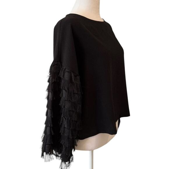 Black Cropped Top Sexy Fringe Party Small EUC H&M - Picture 4 of 9